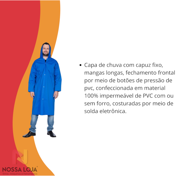 CAPA DE CHUVA PVC FORRADO STANDART  AMARELA TAM. G BRASCAMP