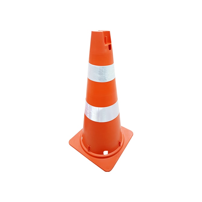 CONE DE SINALIZAÇÃO FLEXÍVEL 50CM COM FAIXA REFLEXIVA PLASTCOR