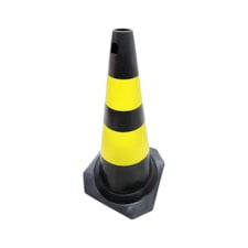 Cone Rígido Preto e Amarelo 75cm PLT Plastcor