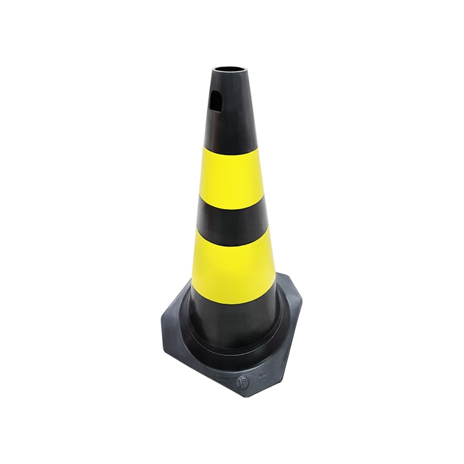 Cone Rígido Preto e Amarelo 75cm PLT Plastcor