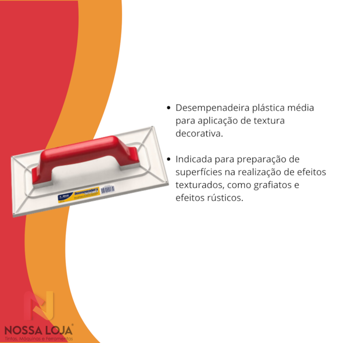 Desempenadeira Plástica P/ Textura 27cm Atlas