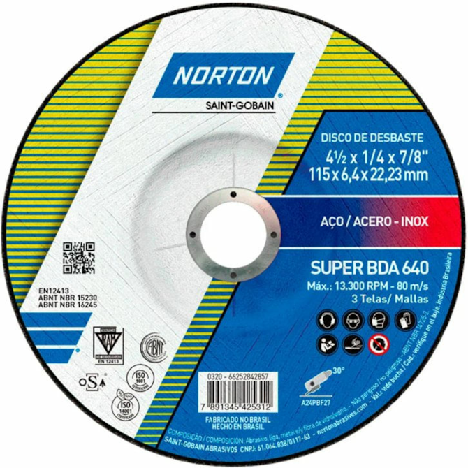 Disco Desbaste Super BDA640 115X6.4X22.2mm Norton