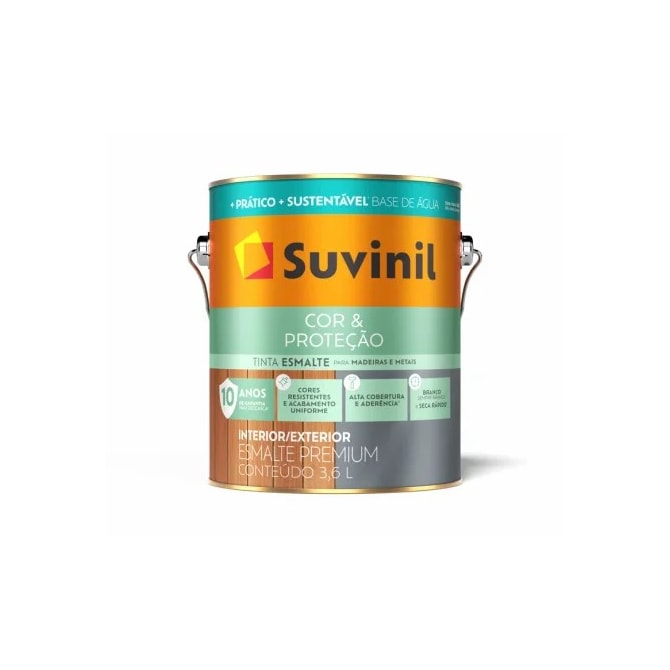 Esmalte Cor & Proteção Base Água Preto Brilhante 3,6L Suvinil