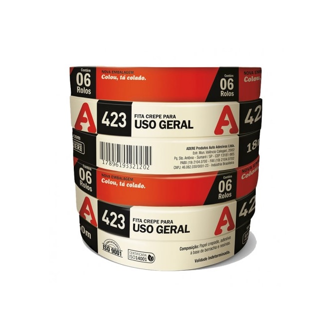 Fita Crepe Pintura Imobiliaria 423 18mmx50m Adere