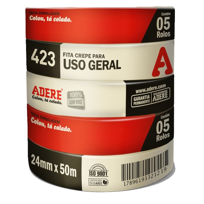 Fita Crepe Pintura Uso Geral 423 24mm X 50m Adere