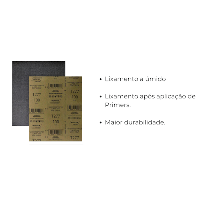 Folha Lixa D'água T277 230X280mm GR 100 PT200 Norton