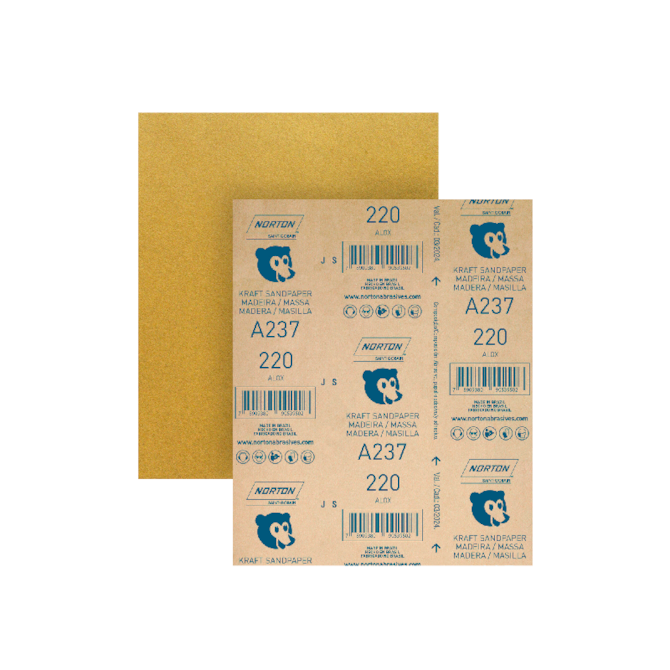 Folha Lixa Madeira Massa A237 225X275mm GR 220 Norton