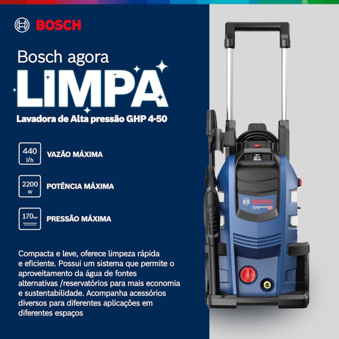 Lavadora de Alta Pressão GHP 4-50 2500 PSI 2200W Bosch