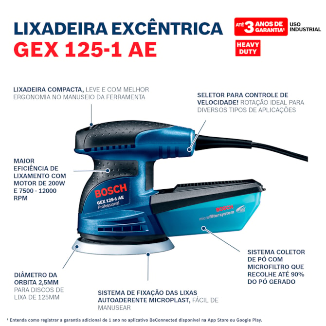 LIXADEIRA ORBITAL GEX 125-1 AE 250W 220V BOSCH