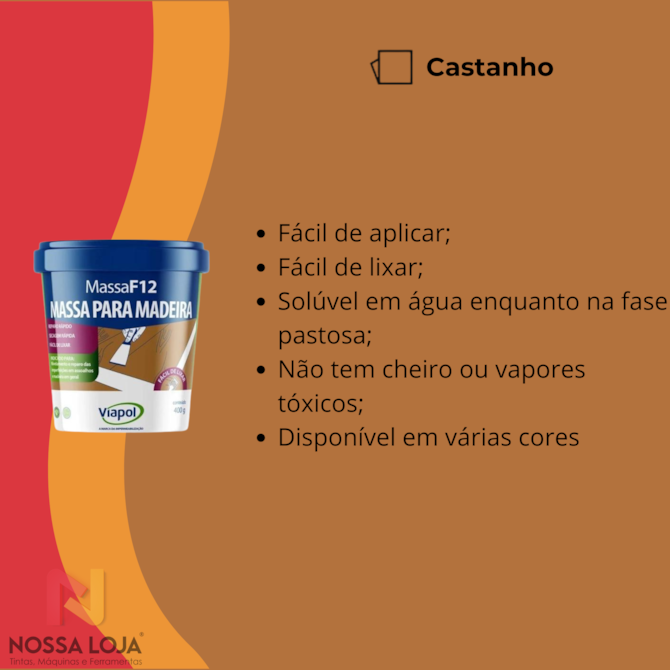 Massa Calafetar F12 Castanho 400Gr Viapol