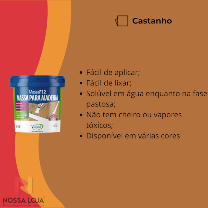 Massa Calafetar F12 Para Madeira Castanho 1,65Kg Viapol