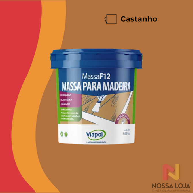 Massa Calafetar F12 Para Madeira Castanho 1,65Kg Viapol