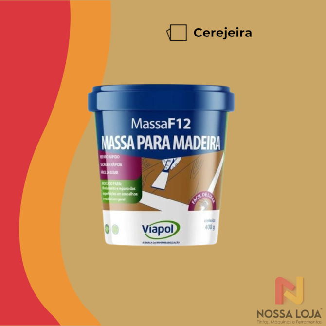 Massa Calafetar F12 Para Madeira Cerejeira 400Gr Viapol