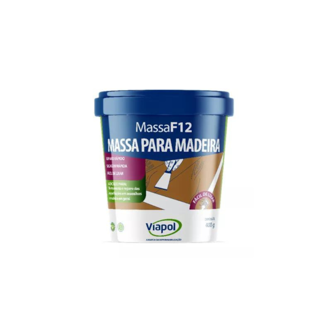 Massa F12 Para Madeira Branco 400Gr Viapol