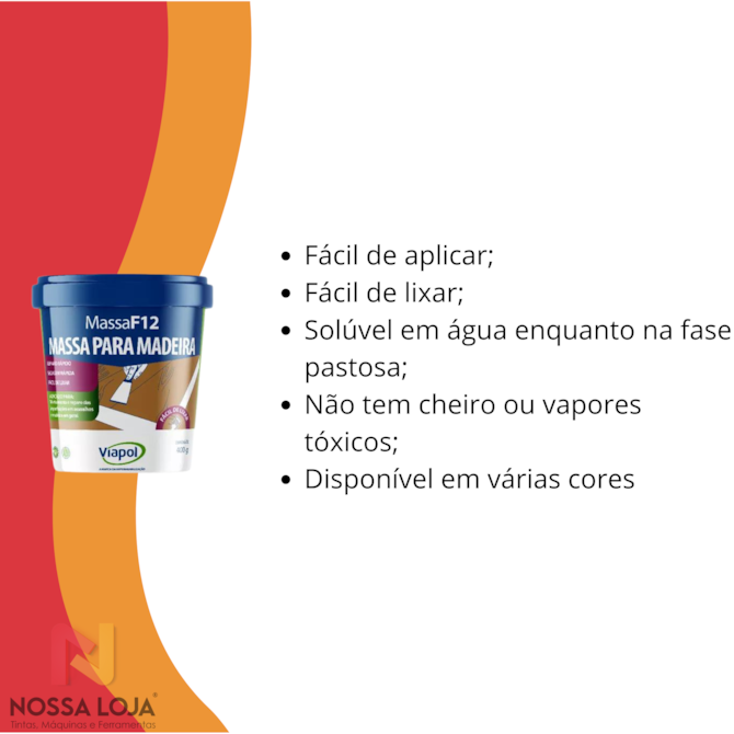 Massa F12 Para Madeira Branco 400Gr Viapol