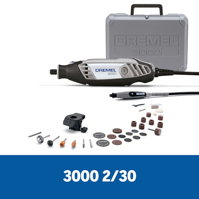 Micro Retífica Dremel 3000 c/ 2 Acopl, 30 Acc e Maleta