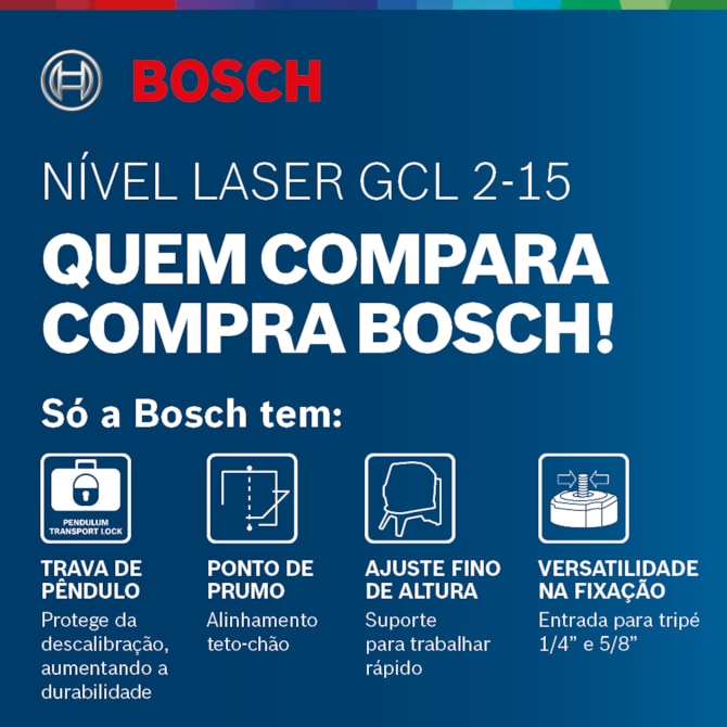 NÍVEL LASER VERMELHO GCL 2-15 15M BOSCH