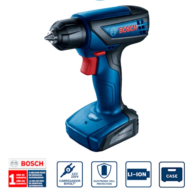 Parafusadeira Furadeira GSR 1000 Smart 12V c/ bateria Bosch