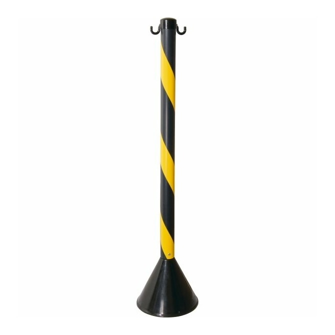 PEDESTAL PLÁSTICO ZEBRADO PRETO E AMARELO 95CM PLASTCOR