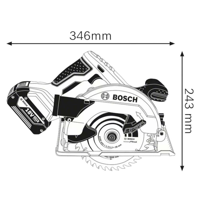 SERRA CIRCULAR A BATERIA GKS 18V-57 18V S/ BATERIA BOSCH