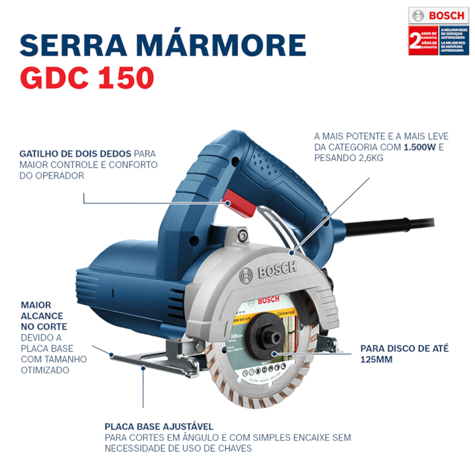 SERRA MÁRMORE A SECO GDC 150 TITAN 1500W BOSCH