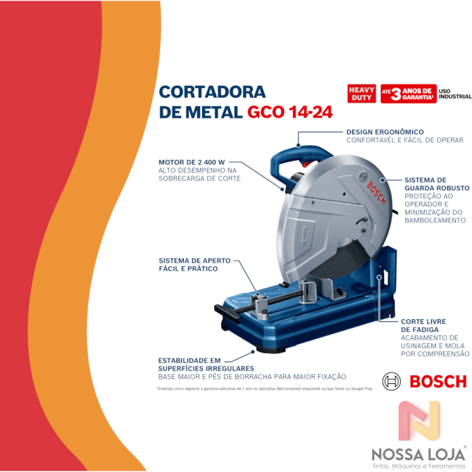 Serra policorte GCO 14-24 2400W 127V, com 5 Discos Bosch