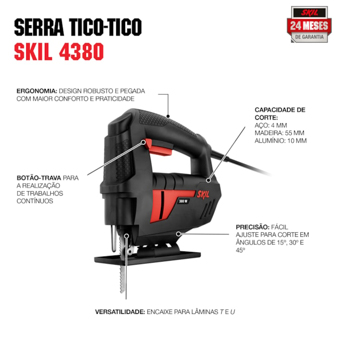 SERRA TICO-TICO 4380 380W C/ 1 LÂMINA DE MADEIRA SKIL