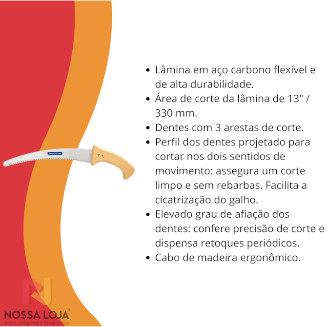 Serrote P/ Poda C/ Cabo De Madeira Profissional 33,02cm / 330mm Tramontina