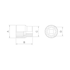 SOQUETE ESTRIADO EM AÇO CROMO VANÁDIO 13MM ENCAIXE 1/2'' PRO TRAMONTINA