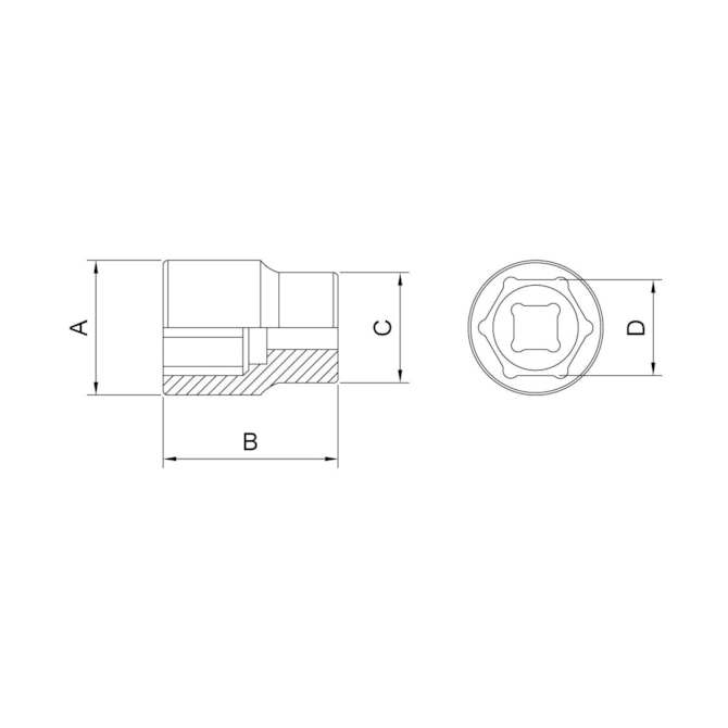 SOQUETE SEXTAVADO EM AÇO CROMO VANÁDIO 17MM ENCAIXE 1/2'' PRO TRAMONTINA