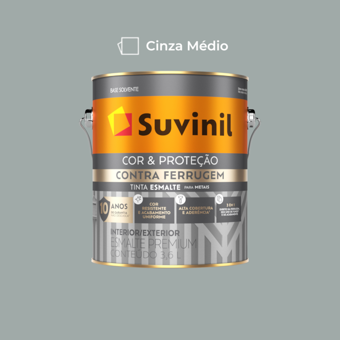 Tinta Esmalte Contra Ferrugem Cinza Médio 3,6L Suvinil