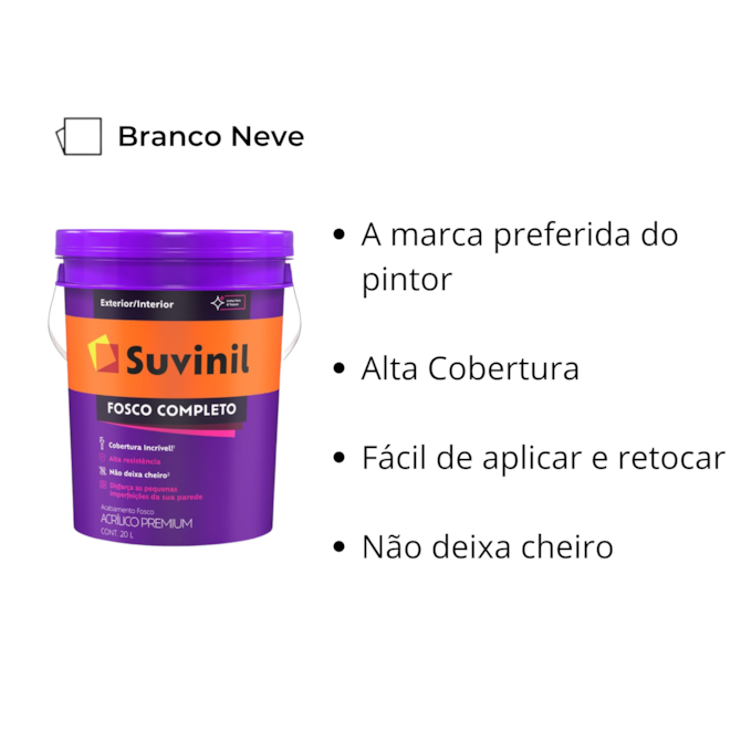 Tinta Fosco Completo Branco Neve 20L Suvinil