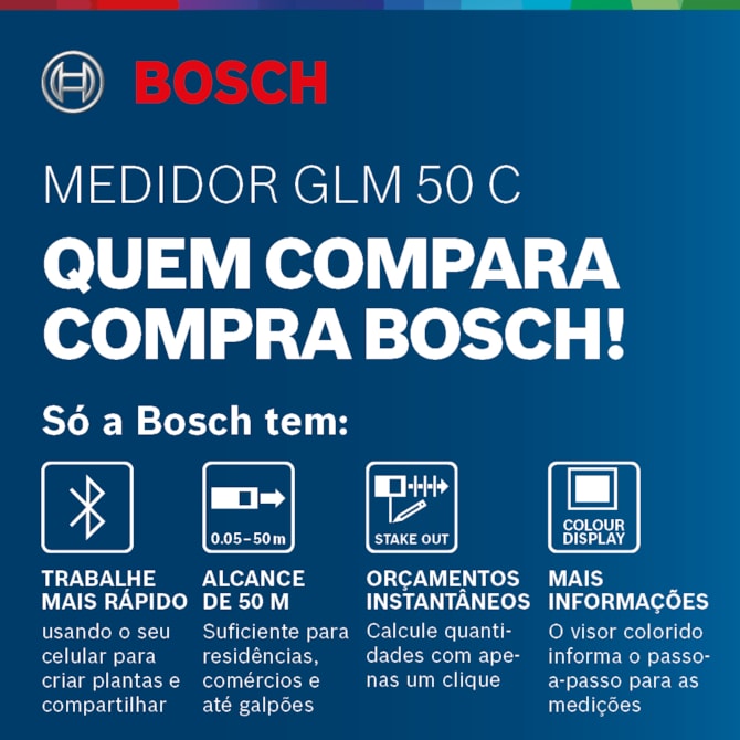 TRENA LASER GLM 50 C 50M C/ BLUETOOTH BOSCH