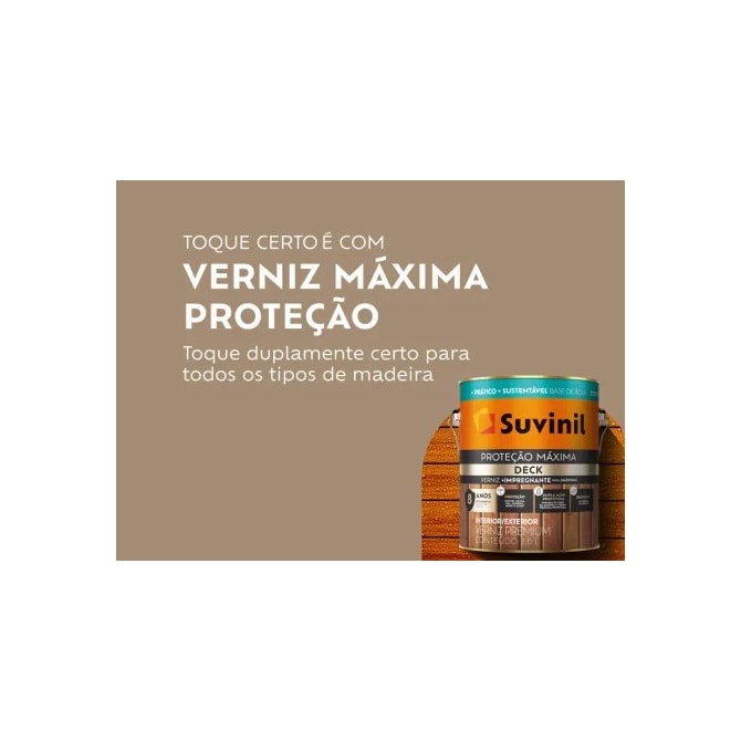 Verniz Proteção Máxima Deck Base Água Mogno Brilhante 0,9L Suvinil