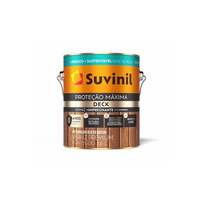 Verniz Proteção Máxima Deck Base Água Natural Brilhante 3,6L Suvinil