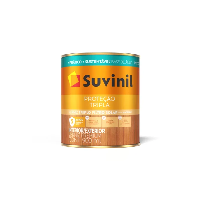 Verniz Proteção Tripla B. Água Natural Brilh 0,9L Suvinil