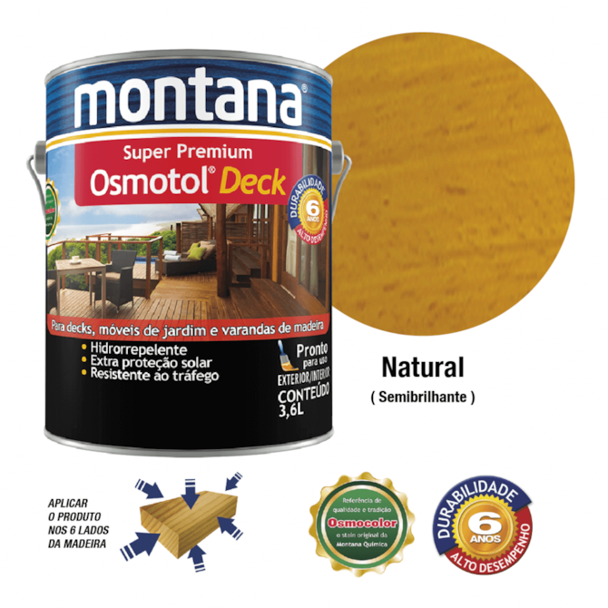 VERNIZ STAIN OSMOTOL DECK NATURAL SEMI BRILHO 3,6L MONTANA 